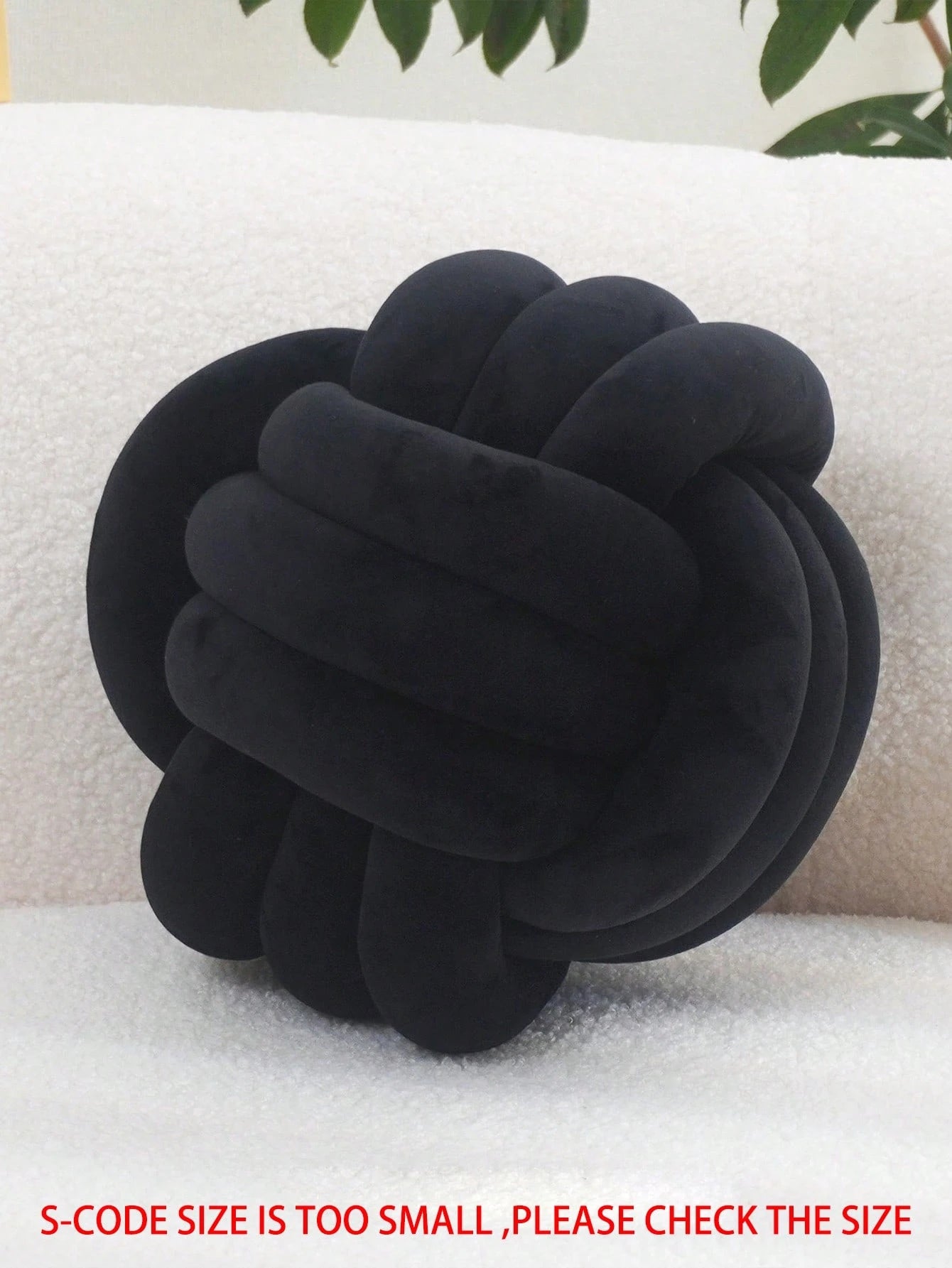 1pc Solid Color Versatile Handmade Twisted Ball, Decorative Pillow, Sofa/Coffee Table Decor, Bedroom Bedside Decorative Pillow, 3 Size Options, Black