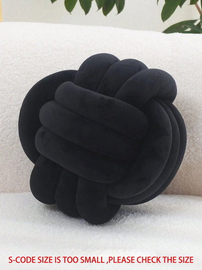 1pc Solid Color Versatile Handmade Twisted Ball, Decorative Pillow, Sofa/Coffee Table Decor, Bedroom Bedside Decorative Pillow, 3 Size Options, Black