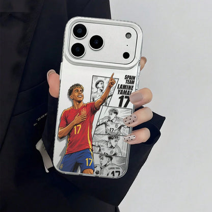 1pc Spanish Yamal #17 American Comic Panel Collage Full Coverage Anti-Drop Phone Case, Ins Retro Street Football Fan Unisex Niche Commemorative Gift Protective Cover, Compatible With IPhone17/17Pro/17