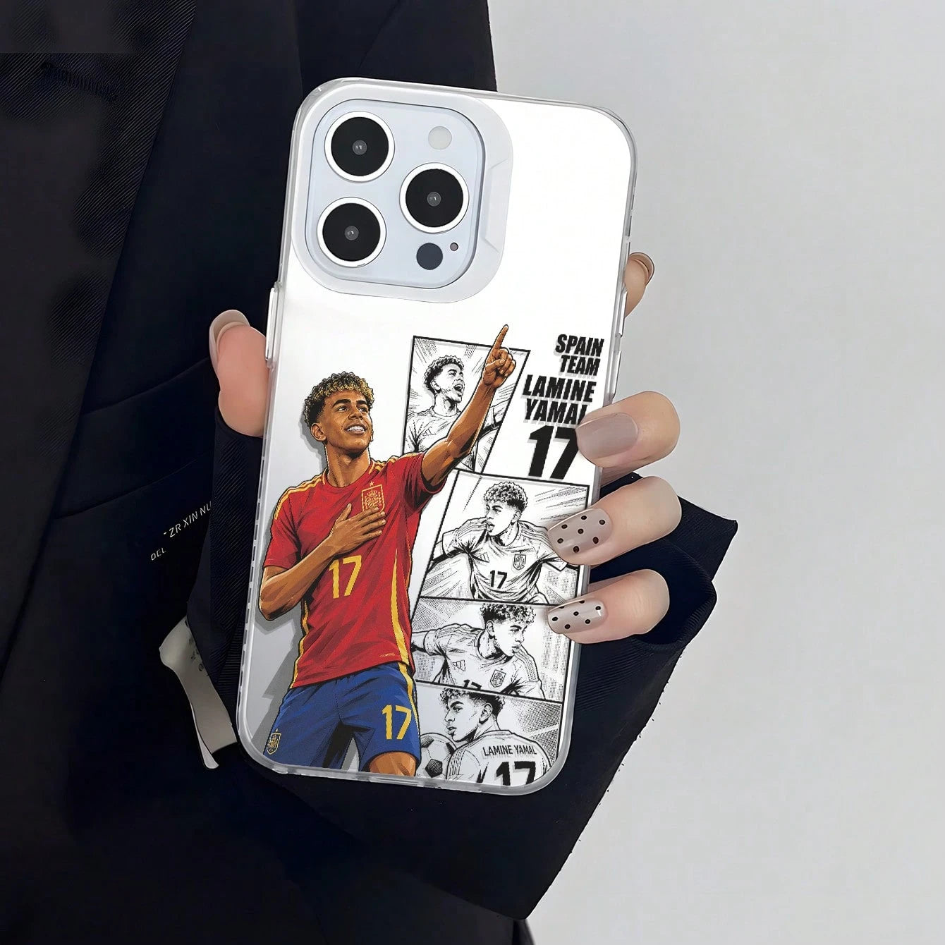 1pc Spanish Yamal #17 American Comic Panel Collage Full Coverage Anti-Drop Phone Case, Ins Retro Street Football Fan Unisex Niche Commemorative Gift Protective Cover, Compatible With IPhone17/17Pro/17