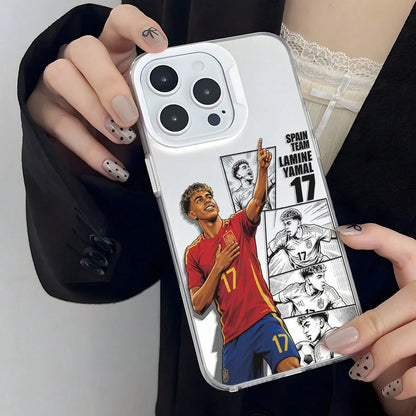1pc Spanish Yamal #17 American Comic Panel Collage Full Coverage Anti-Drop Phone Case, Ins Retro Street Football Fan Unisex Niche Commemorative Gift Protective Cover, Compatible With IPhone17/17Pro/17