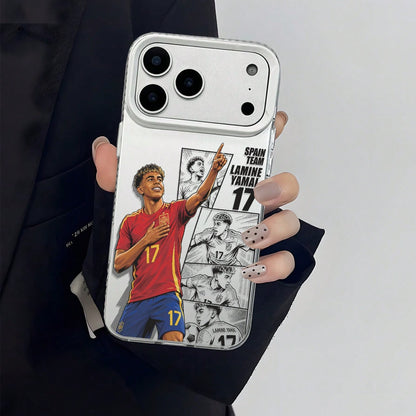 1pc Spanish Yamal #17 American Comic Panel Collage Full Coverage Anti-Drop Phone Case, Ins Retro Street Football Fan Unisex Niche Commemorative Gift Protective Cover, Compatible With IPhone17/17Pro/17