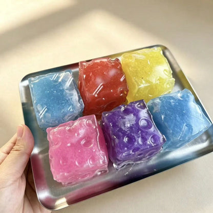 1pc-Squishy,Soft And Fluffy,Colorful Ice Cream Jelly Cheese Toy,Cheese Block Puzzle Toy,Shiny And Transparent Appearance,Portable Handheld Tabletop Game Accessory,Relaxation And Sleep Aid Tool, Birthd