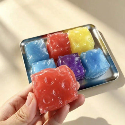 1pc-Squishy,Soft And Fluffy,Colorful Ice Cream Jelly Cheese Toy,Cheese Block Puzzle Toy,Shiny And Transparent Appearance,Portable Handheld Tabletop Game Accessory,Relaxation And Sleep Aid Tool, Birthd