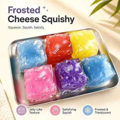 1pc-Squishy,Soft And Fluffy,Colorful Ice Cream Jelly Cheese Toy,Cheese Block Puzzle Toy,Shiny And Transparent Appearance,Portable Handheld Tabletop Game Accessory,Relaxation And Sleep Aid Tool, Birthd