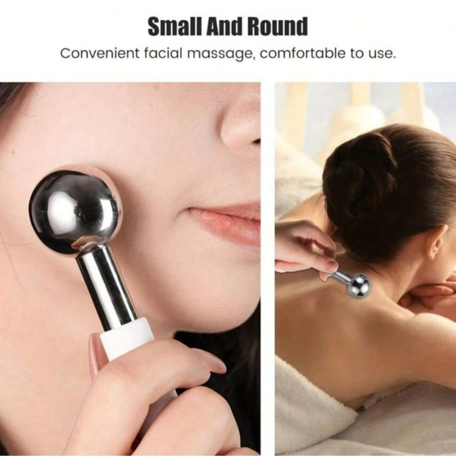 1pc Stainless Steel Facial Ice Ball, Cold & Hot Facial Roller, Skin Care SPA Cooling Massage Ball, Facial Care, Cooling Wand, Beauty, Skincare Products, SPA, Self-Care, Skincare Tools, Facial Care, Be