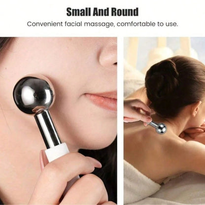 1pc Stainless Steel Facial Ice Ball, Cold & Hot Facial Roller, Skin Care SPA Cooling Massage Ball, Facial Care, Cooling Wand, Beauty, Skincare Products, SPA, Self-Care, Skincare Tools, Facial Care, Be