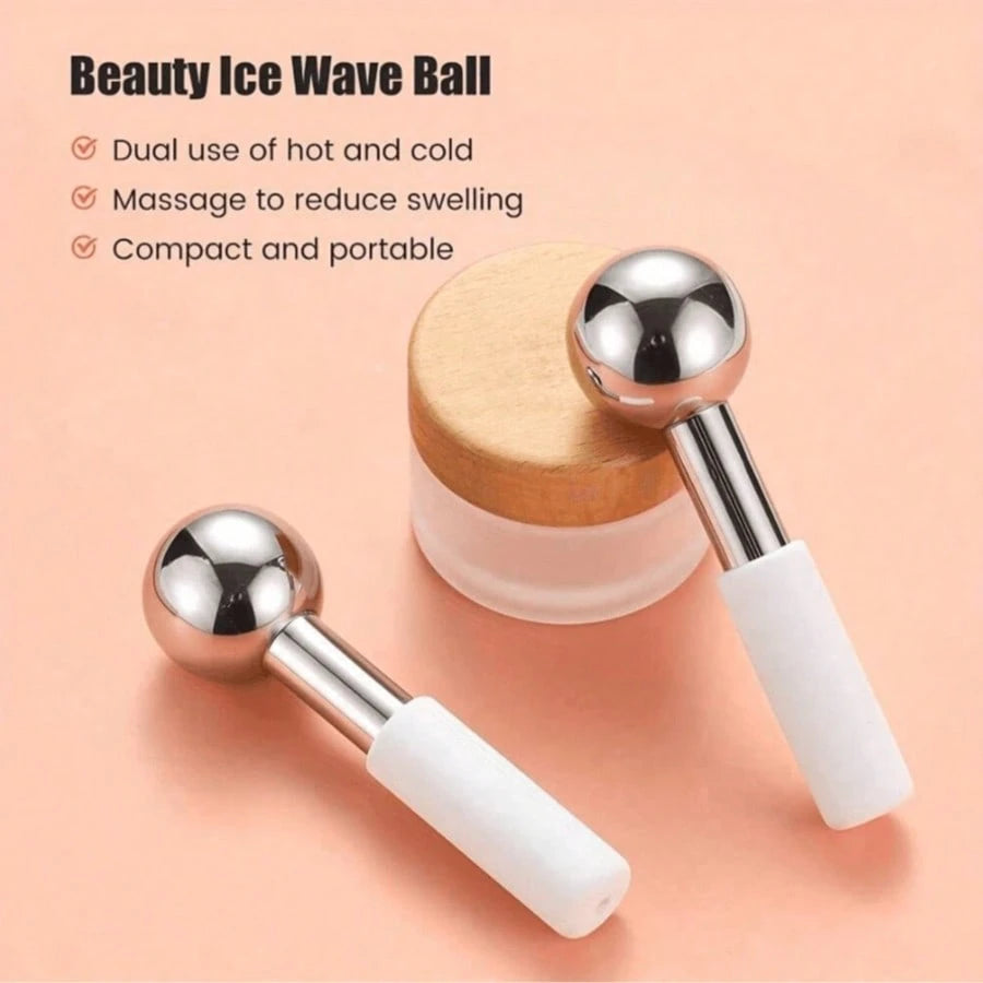 1pc Stainless Steel Facial Ice Ball, Cold & Hot Facial Roller, Skin Care SPA Cooling Massage Ball, Facial Care, Cooling Wand, Beauty, Skincare Products, SPA, Self-Care, Skincare Tools, Facial Care, Be