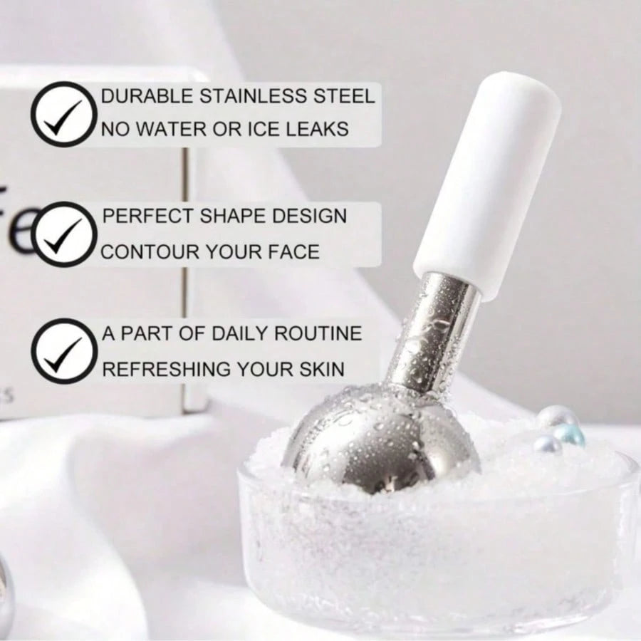 1pc Stainless Steel Facial Ice Ball, Cold & Hot Facial Roller, Skin Care SPA Cooling Massage Ball, Facial Care, Cooling Wand, Beauty, Skincare Products, SPA, Self-Care, Skincare Tools, Facial Care, Be