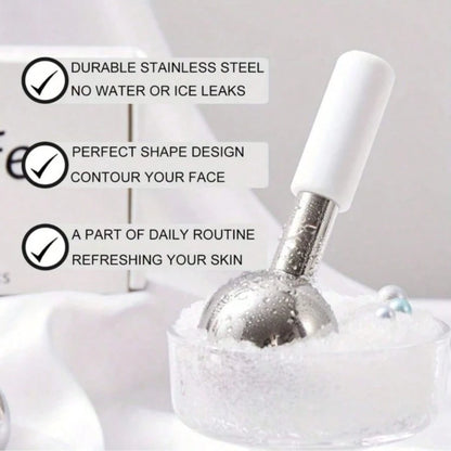 1pc Stainless Steel Facial Ice Ball, Cold & Hot Facial Roller, Skin Care SPA Cooling Massage Ball, Facial Care, Cooling Wand, Beauty, Skincare Products, SPA, Self-Care, Skincare Tools, Facial Care, Be