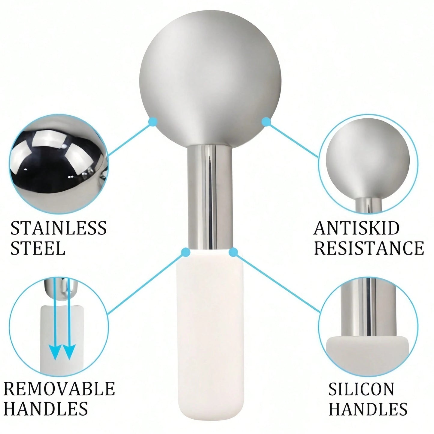 1pc Stainless Steel Facial Ice Ball, Cold & Hot Facial Roller, Skin Care SPA Cooling Massage Ball, Facial Care, Cooling Wand, Beauty, Skincare Products, SPA, Self-Care, Skincare Tools, Facial Care, Be