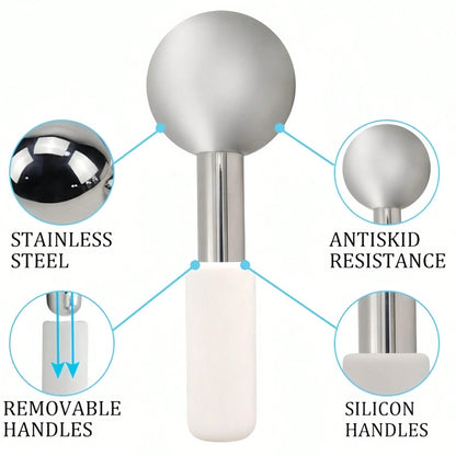 1pc Stainless Steel Facial Ice Ball, Cold & Hot Facial Roller, Skin Care SPA Cooling Massage Ball, Facial Care, Cooling Wand, Beauty, Skincare Products, SPA, Self-Care, Skincare Tools, Facial Care, Be
