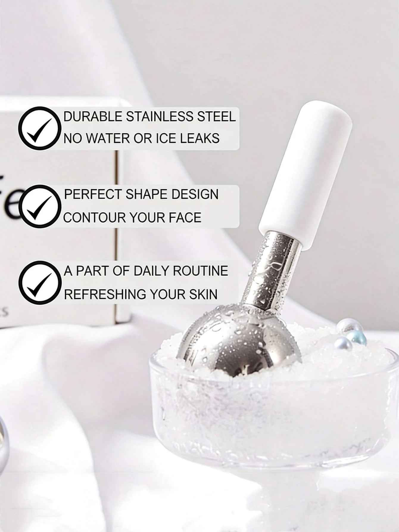 1pc Stainless Steel Facial Ice Ball, Face Roller, Face & Eye Massager, Facial Freezing Stick, Skincare Tool, Gift For Her, Beauty, Skincare, Spa, Self-Care, Skincare Tool, Facial Care, Beautician Supp