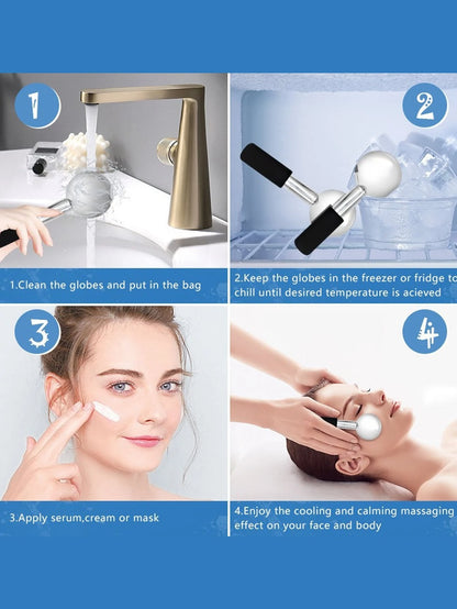 1pc Stainless Steel Facial Ice Ball, Face Roller, Face & Eye Massager, Facial Freezing Stick, Skincare Tool, Gift For Her, Beauty, Skincare, Spa, Self-Care, Skincare Tool, Facial Care, Beautician Supp