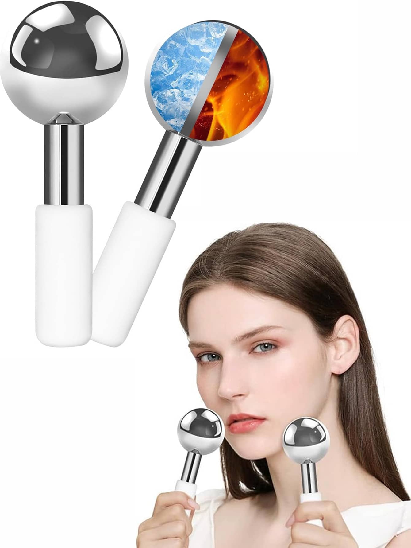 1pc Stainless Steel Facial Ice Ball, Face Roller, Face & Eye Massager, Facial Freezing Stick, Skincare Tool, Gift For Her, Beauty, Skincare, Spa, Self-Care, Skincare Tool, Facial Care, Beautician Supp
