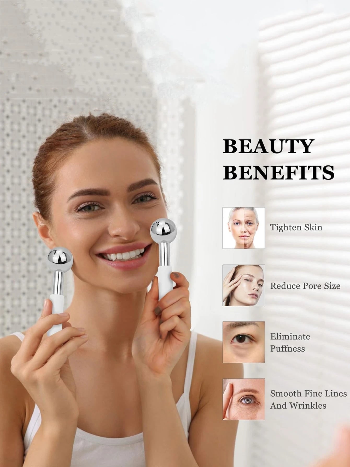 1pc Stainless Steel Facial Ice Ball, Face Roller, Face & Eye Massager, Facial Freezing Stick, Skincare Tool, Gift For Her, Beauty, Skincare, Spa, Self-Care, Skincare Tool, Facial Care, Beautician Supp
