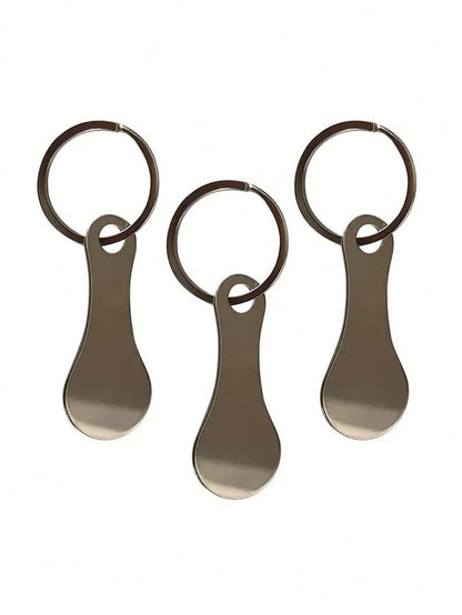 1pc Stainless Steel Metal Keychain With Keyring, Carabiner, Shopping Cart Unlock Tool And Decorative Pendant, Reusable Shopping Cart Token Keychain, Alloy Keychain Accessory, Keychain Holder, Metal Ke