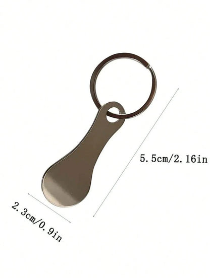 1pc Stainless Steel Metal Keychain With Keyring, Carabiner, Shopping Cart Unlock Tool And Decorative Pendant, Reusable Shopping Cart Token Keychain, Alloy Keychain Accessory, Keychain Holder, Metal Ke