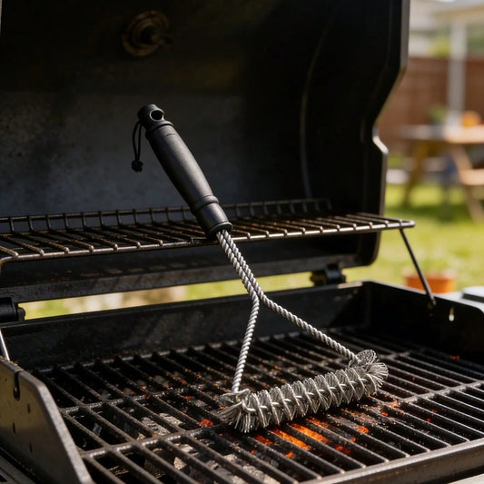 1pc Steel Wire Spring Brush, Multi-Purpose Cleaning Tool Brush, For Cleaning Grill Nets, Barbecue Racks, Ovens, Comes With Rope Handle