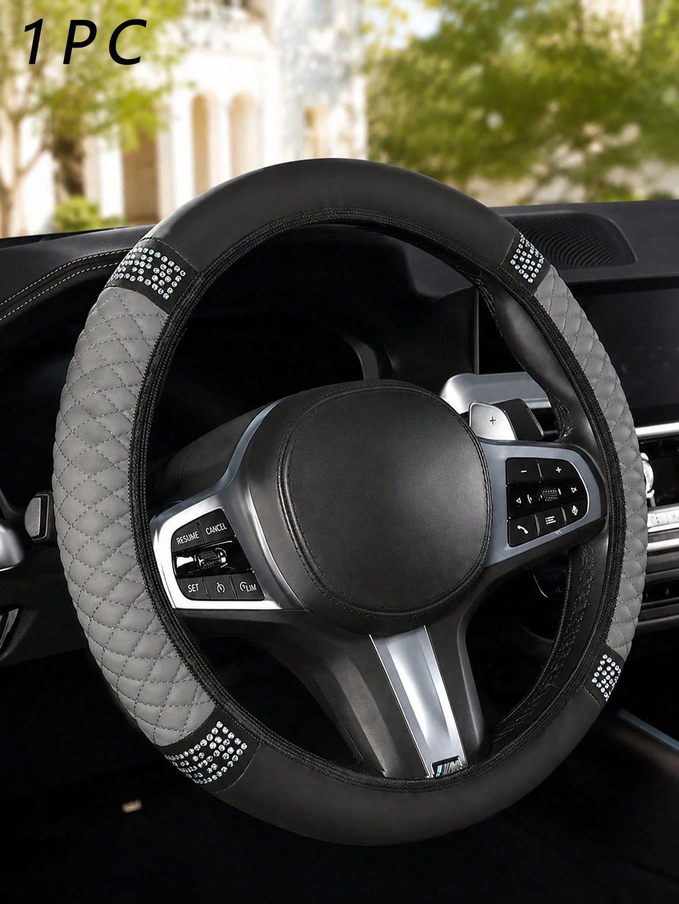 1pc Stylish Shiny Soft Leather Car Steering Wheel Cover- Anti-Slip, Heat & Cold Resistant Protector