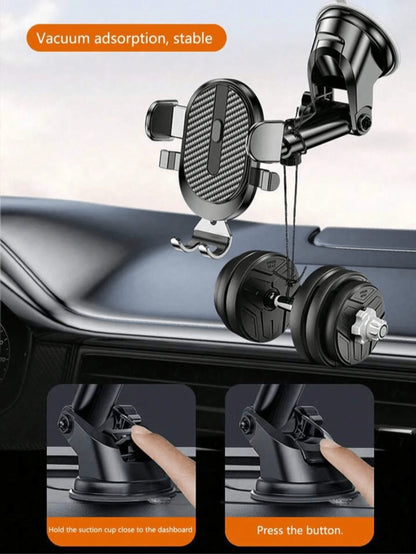 1pc Suction Cup Car Phone Holder, Compatible With Phones, Smartphones And Tablets, Can Be Installed On Dashboard And Windshield, With Telescopic Arm, One-Click Release, Easy Installation
