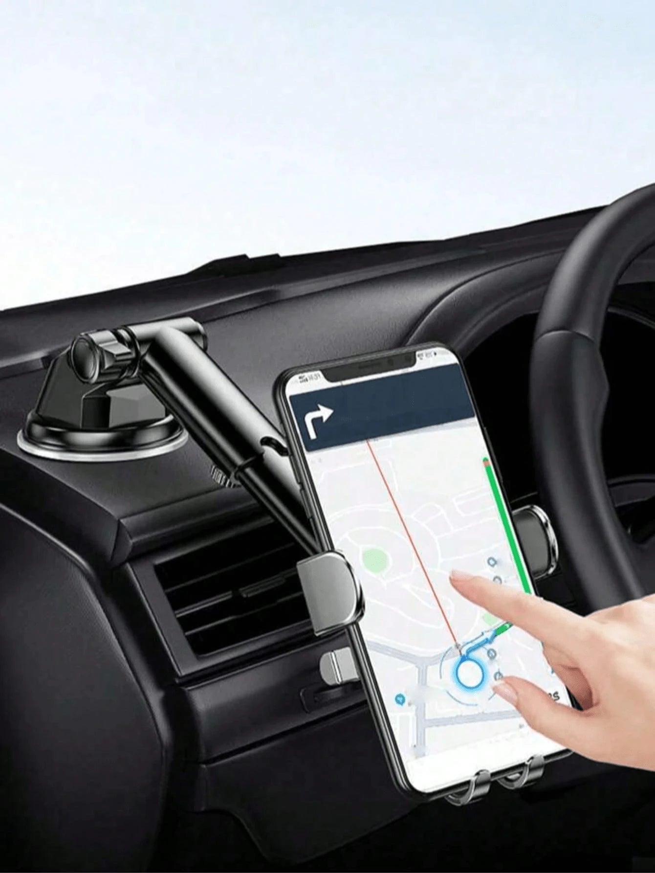 1pc Suction Cup Car Phone Holder, Compatible With Phones, Smartphones And Tablets, Can Be Installed On Dashboard And Windshield, With Telescopic Arm, One-Click Release, Easy Installation