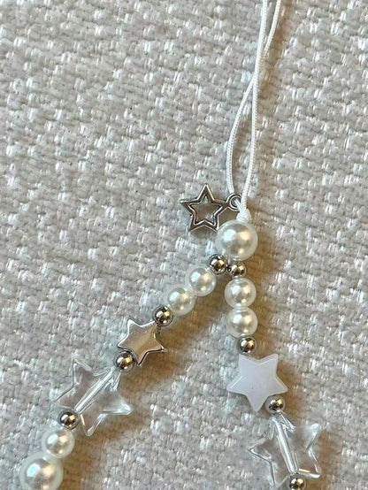 1pc Summer Sea Salt Star Beaded Phone Lanyard, Petite Fresh Phone Case Pendant, Anti-Lost Cord, Y2K Style