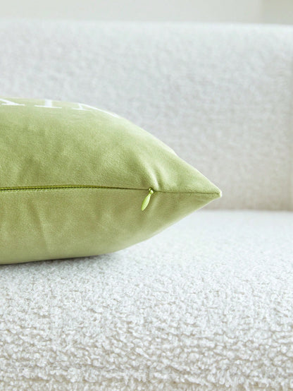 1pc Thanksgiving Green Letter "Hello Pumpkin" Pumpkin Embroidery Pillowcase, 19.6*11.8inch, Suitable For Indoor Decoration, Harvest Festival Decorative Pillowcase, Without Insert