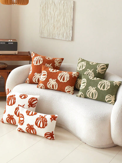 1pc Thanksgiving Orange Pumpkin Embroidered Throw Pillow Cover, Suitable For Indoor Decor, Harvest Festival Decorative Pillow Cover, Pillow Insert Not Included