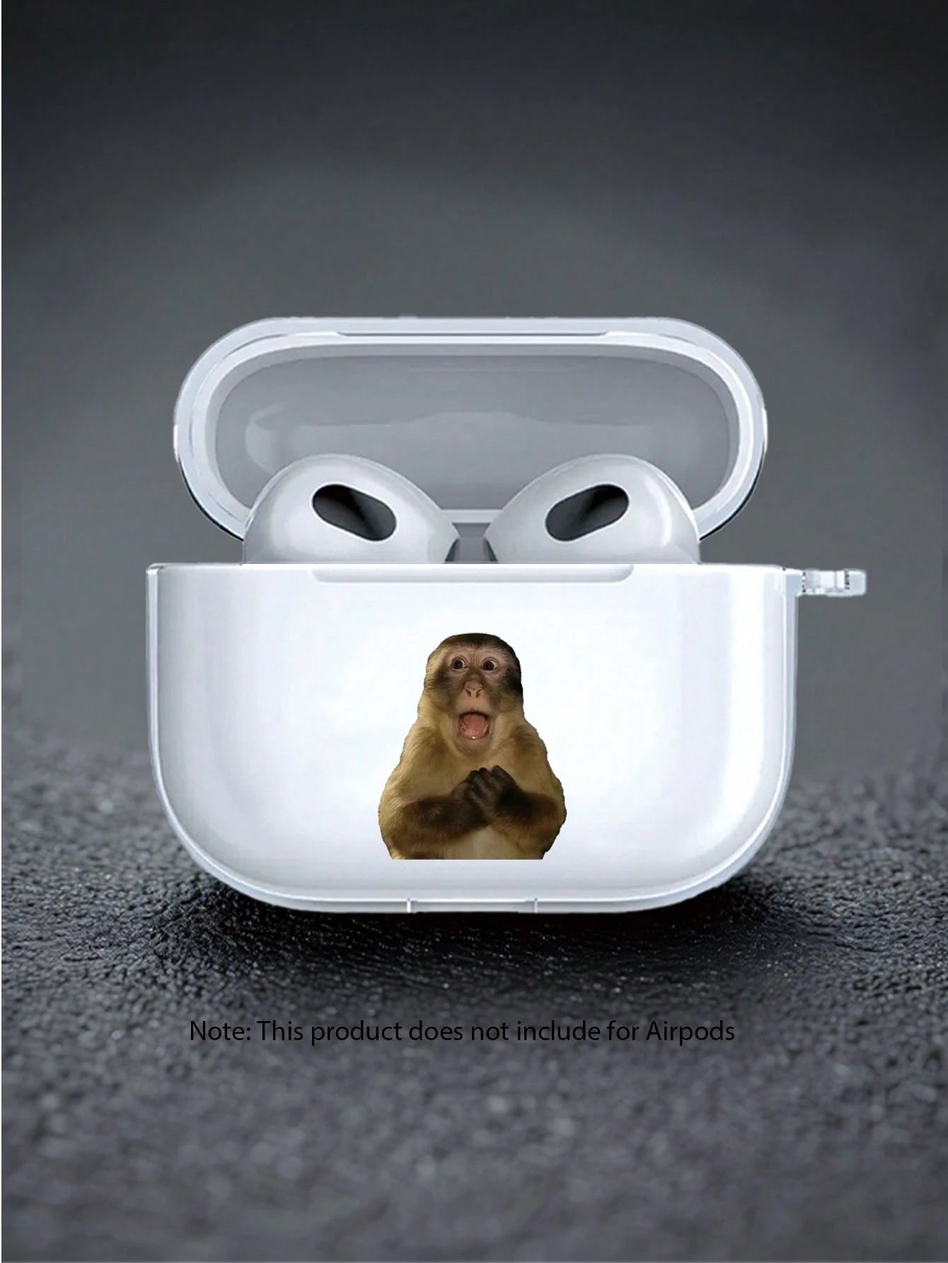 1pc Transparent Surprised Monkey Pattern Shockproof Earphone Protective Case, Suitable For Men, Women And Teenagers, Durable Earphone Protective Case, Fashionable Daily Use Earphone Case, Compatible W