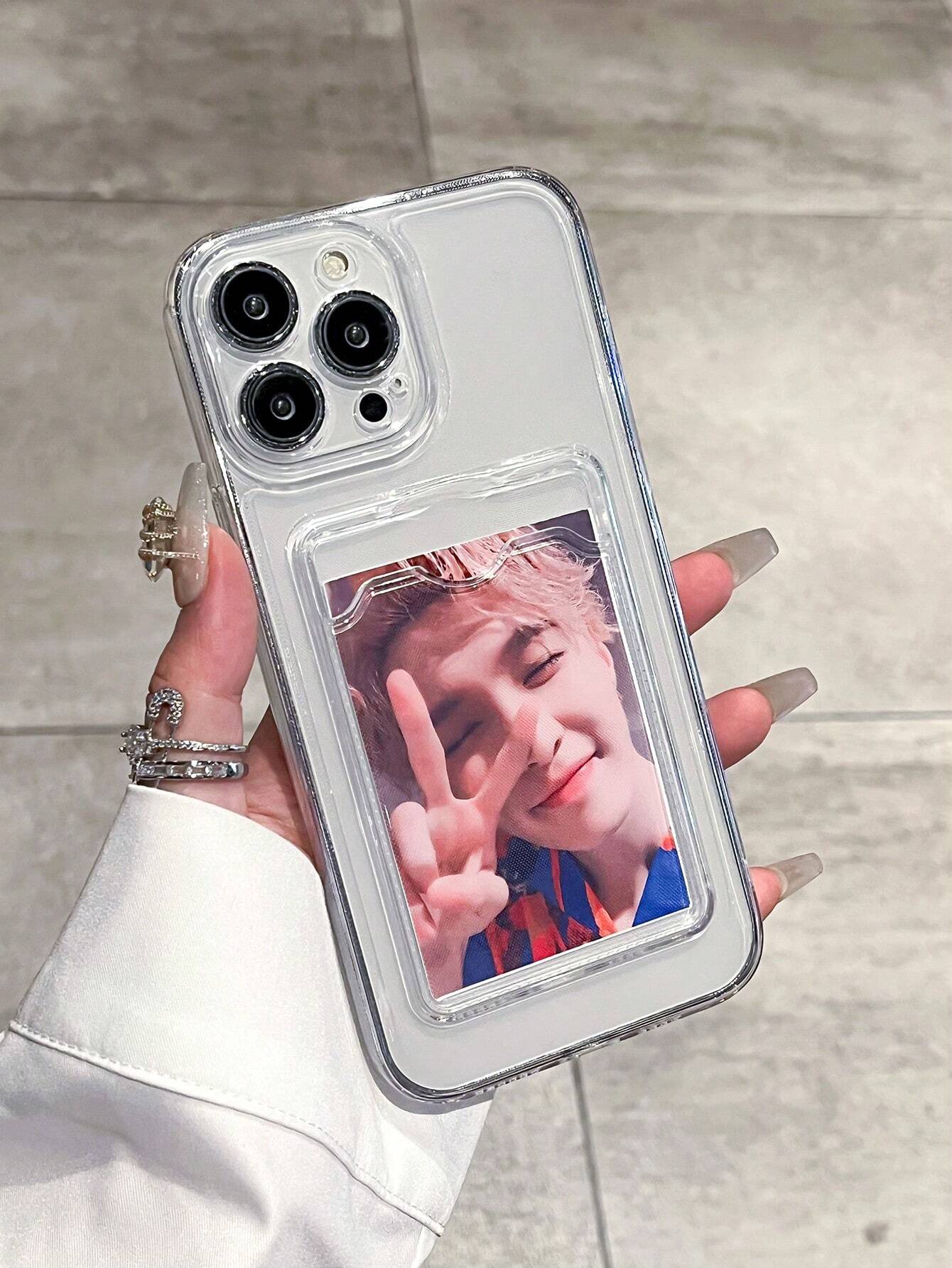 1pc Transparent TPU Card Holder Phone Case, Anti-Drop, Minimalist Design, Suitable For X XR XSMax 11 12 13 13Pro 13ProMax 14ProMax 14ProMax 15 15PRO 15PLUS 15PROMAX 16 16PRO 16PLUS 16PROMAX 17 17pro 1
