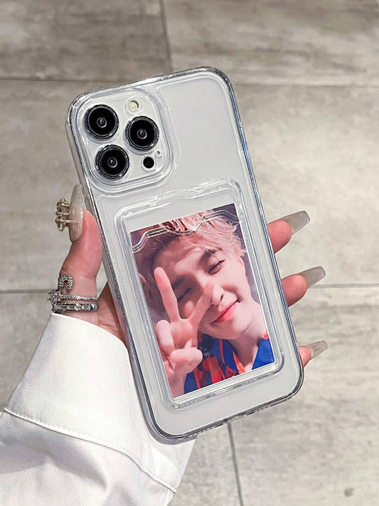 1pc Transparent TPU Card Holder Phone Case, Anti-Drop, Minimalist Design, Suitable For X XR XSMax 11 12 13 13Pro 13ProMax 14ProMax 14ProMax 15 15PRO 15PLUS 15PROMAX 16 16PRO 16PLUS 16PROMAX 17 17pro 1