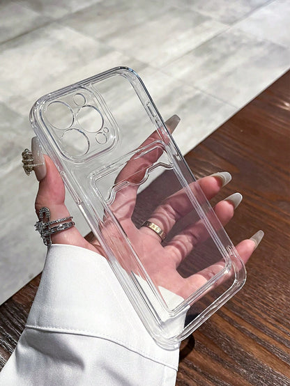 1pc Transparent TPU Card Holder Phone Case, Anti-Drop, Minimalist Design, Suitable For X XR XSMax 11 12 13 13Pro 13ProMax 14ProMax 14ProMax 15 15PRO 15PLUS 15PROMAX 16 16PRO 16PLUS 16PROMAX 17 17pro 1
