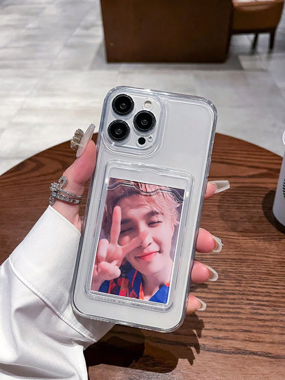 1pc Transparent TPU Card Holder Phone Case, Anti-Drop, Minimalist Design, Suitable For X XR XSMax 11 12 13 13Pro 13ProMax 14ProMax 14ProMax 15 15PRO 15PLUS 15PROMAX 16 16PRO 16PLUS 16PROMAX 17 17pro 1