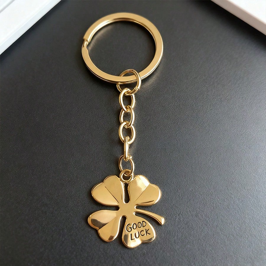 1pc Unisex Lucky Four-Leaf Clover Good Luck Keychain Pendant Metal Accessory Couple Best Friend Gift Bag Charm
