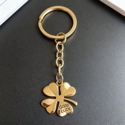 1pc Unisex Lucky Four-Leaf Clover Good Luck Keychain Pendant Metal Accessory Couple Best Friend Gift Bag Charm