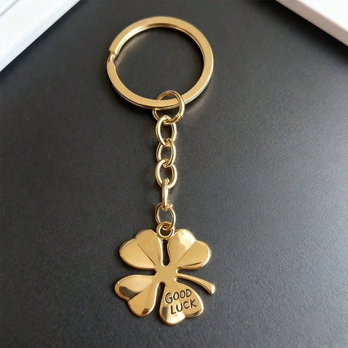 1pc Unisex Lucky Four-Leaf Clover Good Luck Keychain Pendant Metal Accessory Couple Best Friend Gift Bag Charm