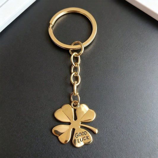 1pc Unisex Lucky Four-Leaf Clover Good Luck Keychain Pendant Metal Accessory Couple Best Friend Gift Bag Charm