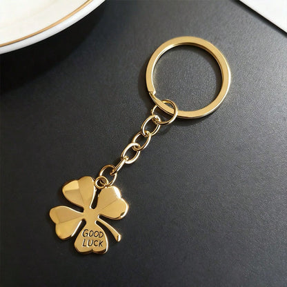1pc Unisex Lucky Four-Leaf Clover Good Luck Keychain Pendant Metal Accessory Couple Best Friend Gift Bag Charm