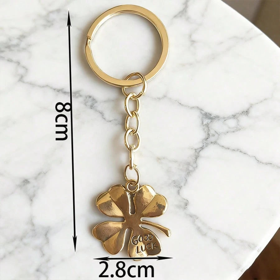 1pc Unisex Lucky Four-Leaf Clover Good Luck Keychain Pendant Metal Accessory Couple Best Friend Gift Bag Charm