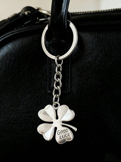 1pc Unisex Lucky Four-Leaf Clover Good Luck Keychain Pendant Metal Accessory Couple Best Friend Gift Bag Charm
