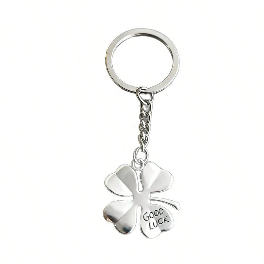 1pc Unisex Lucky Four-Leaf Clover Good Luck Keychain Pendant Metal Accessory Couple Best Friend Gift Bag Charm