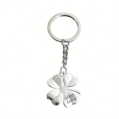 1pc Unisex Lucky Four-Leaf Clover Good Luck Keychain Pendant Metal Accessory Couple Best Friend Gift Bag Charm