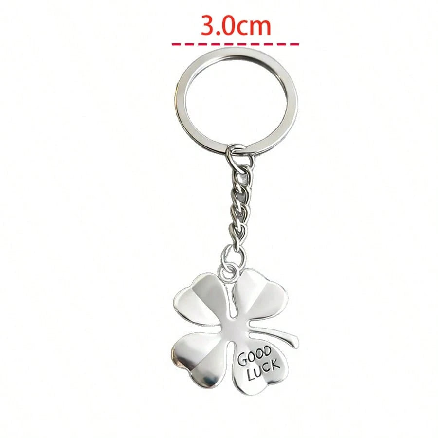 1pc Unisex Lucky Four-Leaf Clover Good Luck Keychain Pendant Metal Accessory Couple Best Friend Gift Bag Charm