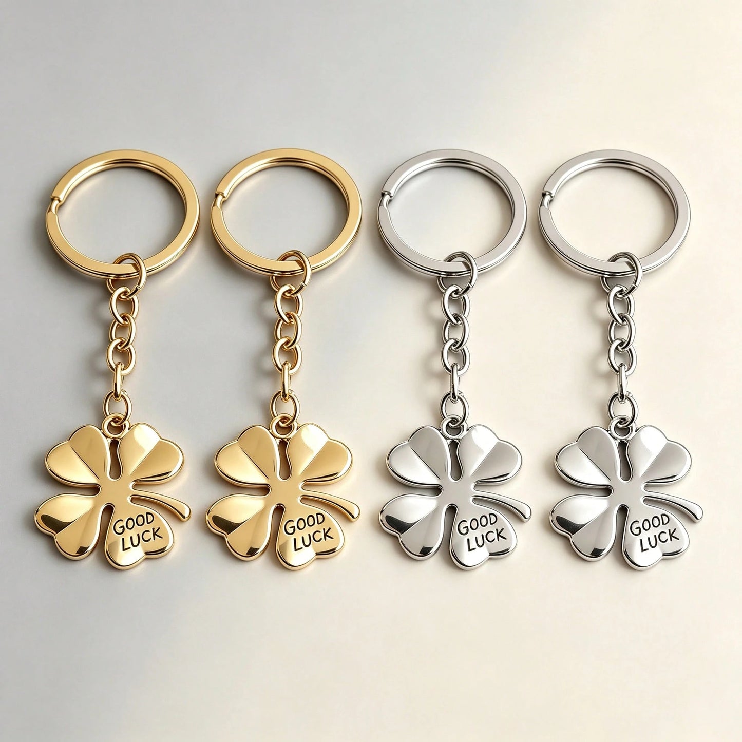 1pc Unisex Lucky Four-Leaf Clover Good Luck Keychain Pendant Metal Accessory Couple Best Friend Gift Bag Charm