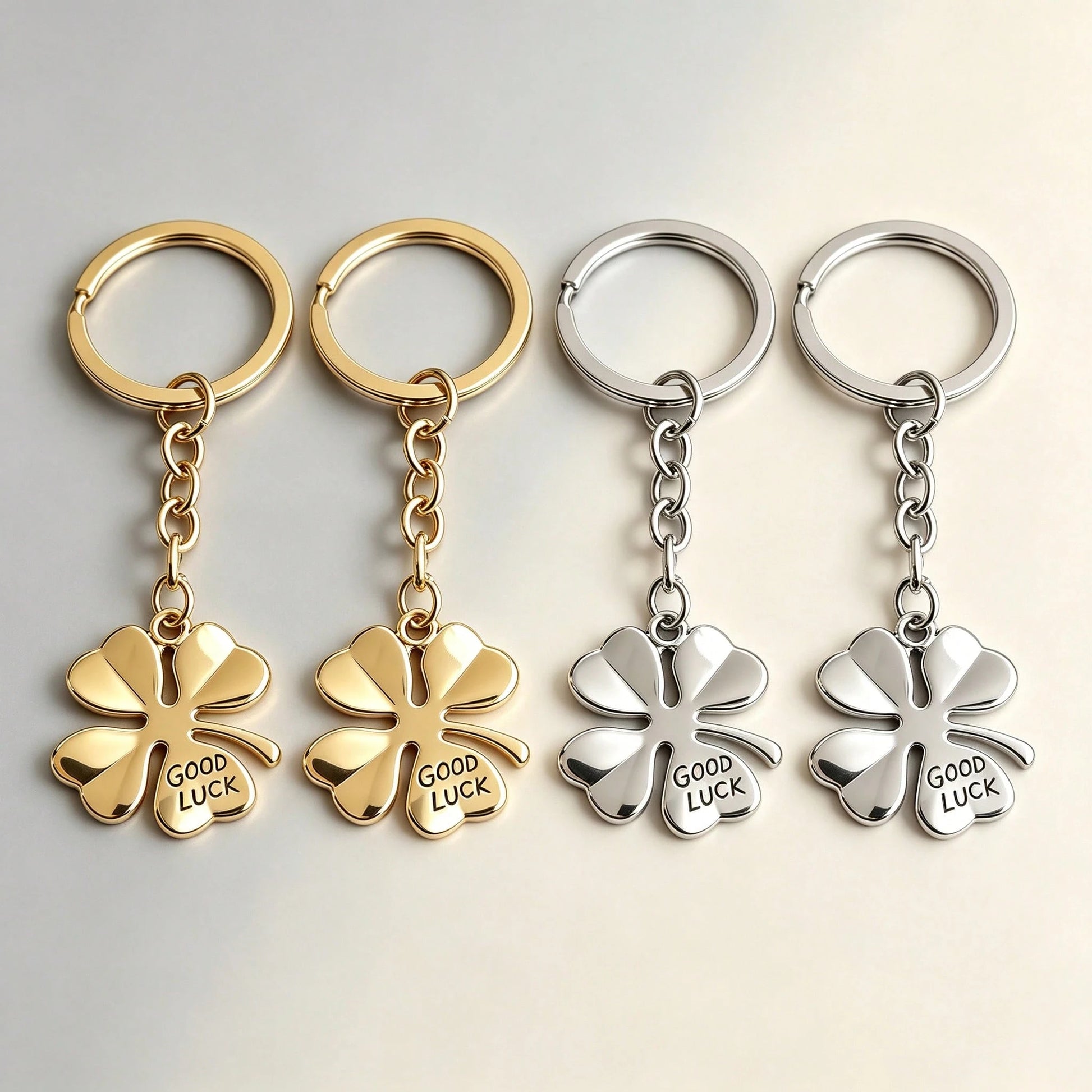 1pc Unisex Lucky Four-Leaf Clover Good Luck Keychain Pendant Metal Accessory Couple Best Friend Gift Bag Charm