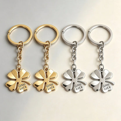 1pc Unisex Lucky Four-Leaf Clover Good Luck Keychain Pendant Metal Accessory Couple Best Friend Gift Bag Charm