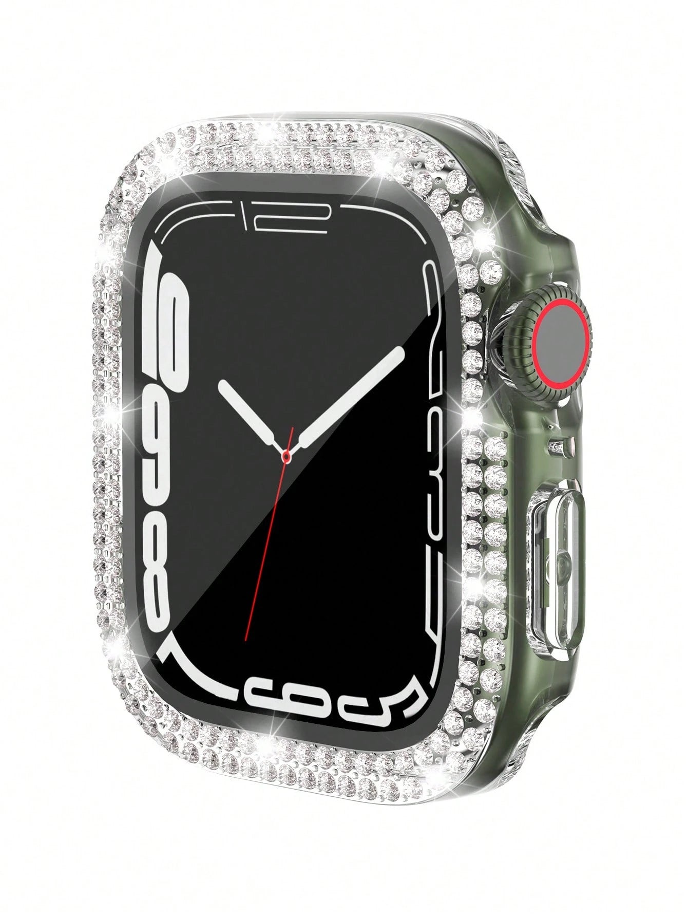 1pc Unisex Transparent Shiny Crystal Rhinestone Decorative Fashionable Anti-Drop Ultra-Thin Tempered Glass Screen Protector, Compatible With Apple Watch Case 38/40/41/42/44/45/46/49mm, Suitable For Ap