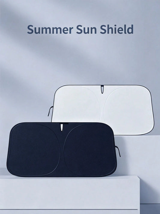1pc Upgraded Titanium Silver Foldable Car Windshield Sunshade Umbrella, Upgraded Heat Insulation Car Sunshade, Upgraded Sunshade Curtain, Universal For Sedan SUV Pickup, Essential Summer Car Sun Prote