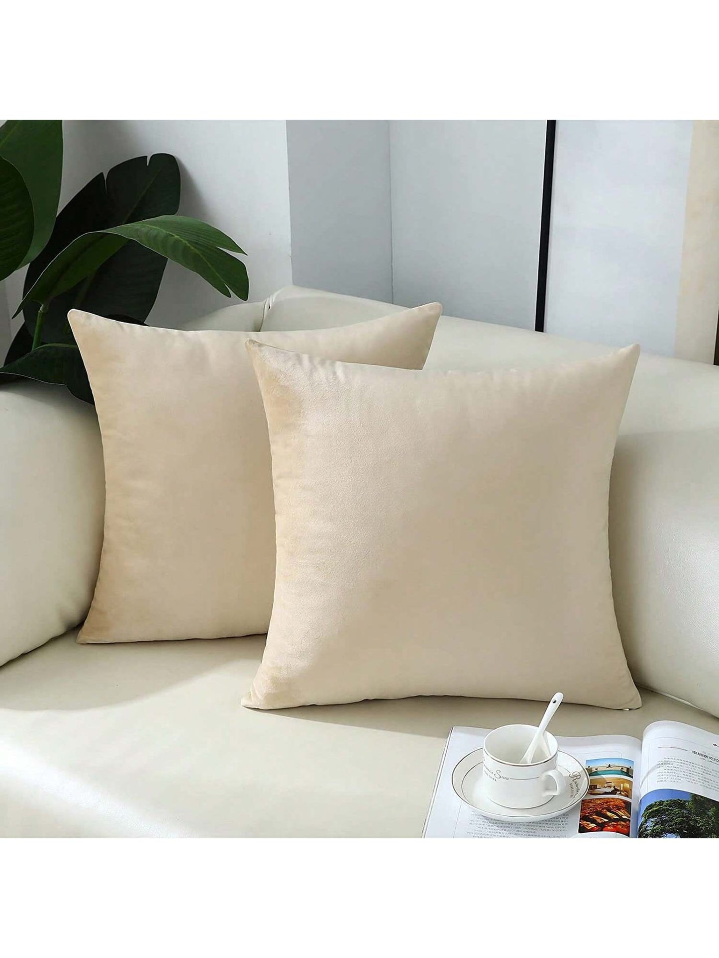 1pc Velvet Decorative Sofa Pillow Cover, Soft Square Cushion Case Suitable For Sofa, Bed, Car, Coffee Color